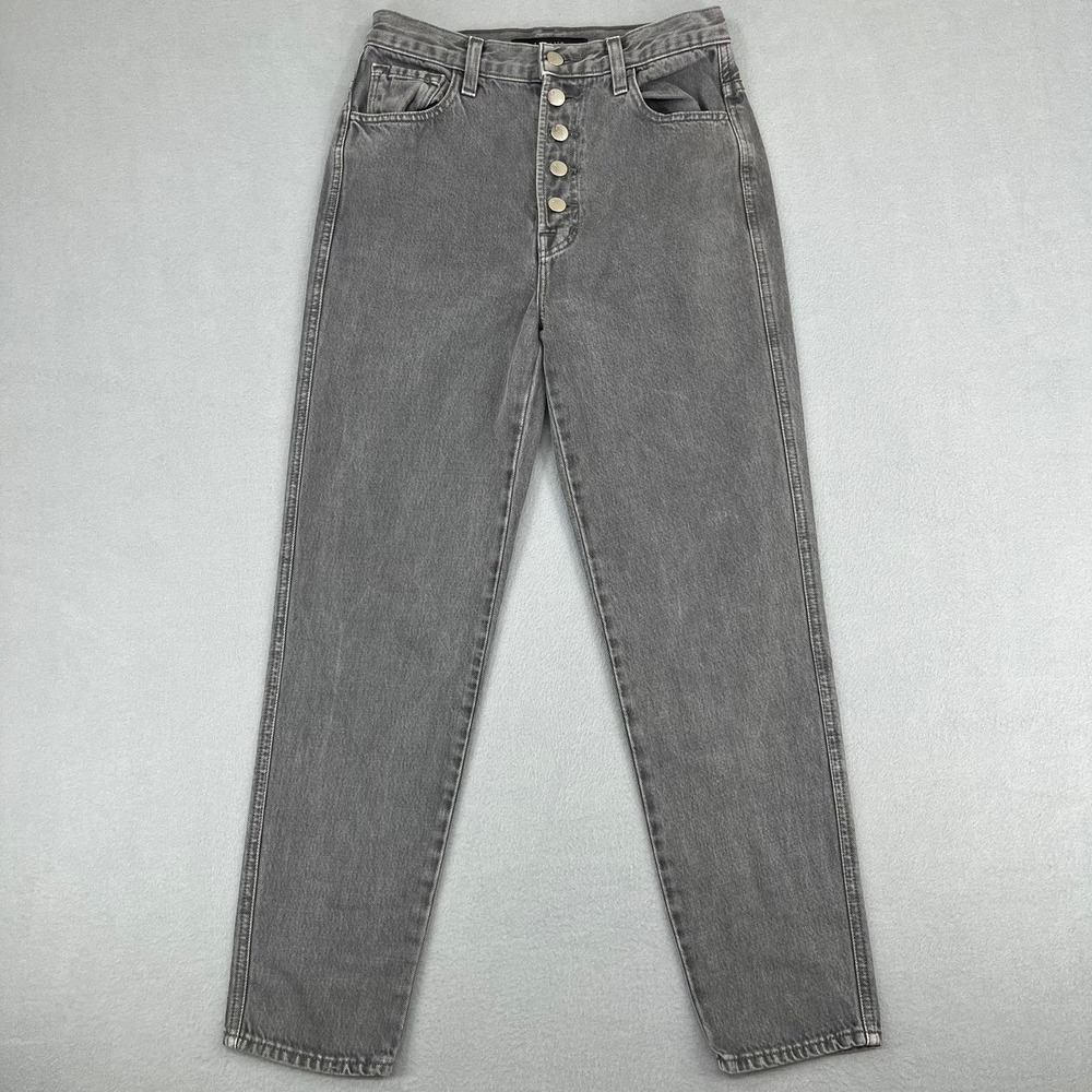 J Brand Haven High Rise Button Fly Straight Leg Jeans Grey Heather Size 25